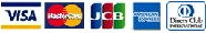 VISA、MasterCard、JCB、American Express、Diners Clubのクレジットカードロゴ画像