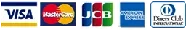 VISA、MasterCard、JCB、American Express、Diners Clubのクレジットカードロゴ画像